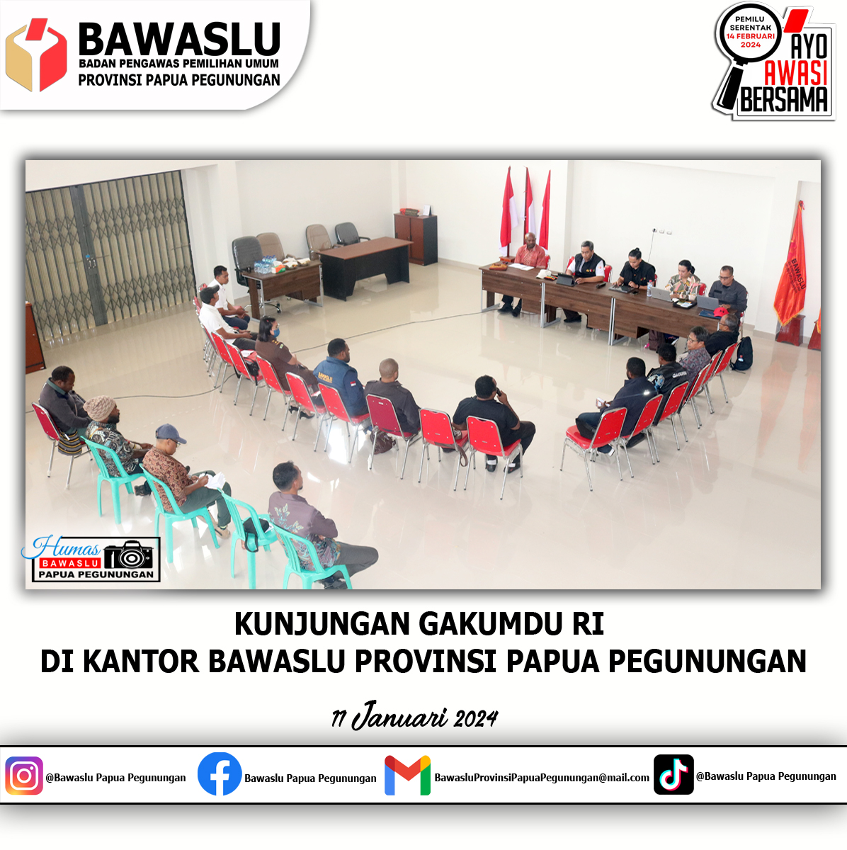 Kunjungan Gakumdu Bawaslu RI Di Kantor Bawaslu Provinsi Papua Pegunungan